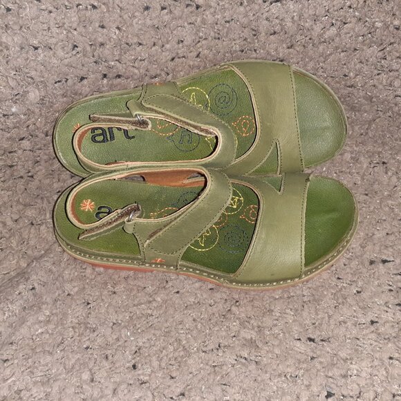 ART COMPANY-1105-I Like Memphis-Khaki Green/Orange Wedge-Size 37-Excellent - Picture 6 of 7